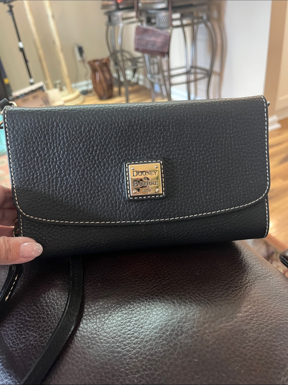Dooney & Bourke Black Pebbled Leather Crossbody Wallet